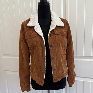 Ashley By 26 International Tan Corduroy Jacket with White Sherpa Collar